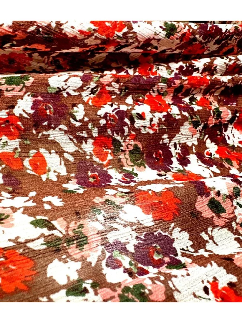 Mossimo Supply Co XXL Brown Red Floral Dress Elastic Waist Long Sleeve Casual Fi - Picture 9 of 9